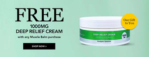 Free 1000mg Deep Relief Cream with any Muscle Balm Purchase.