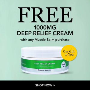 Free 1000mg Deep Relief Cream with any Muscle Balm Purchase.